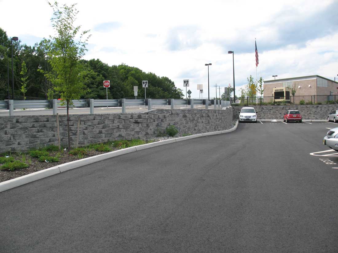 Retaining wall for parking large parking lot