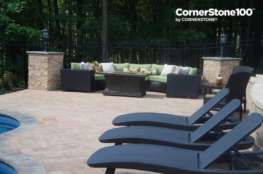 Cornerstone pillars to accent pool and landscaping