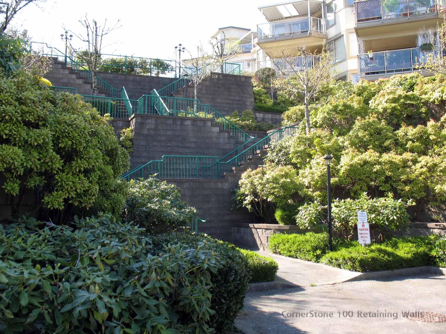 Stairs and terraces built with CornerStone retaining walls