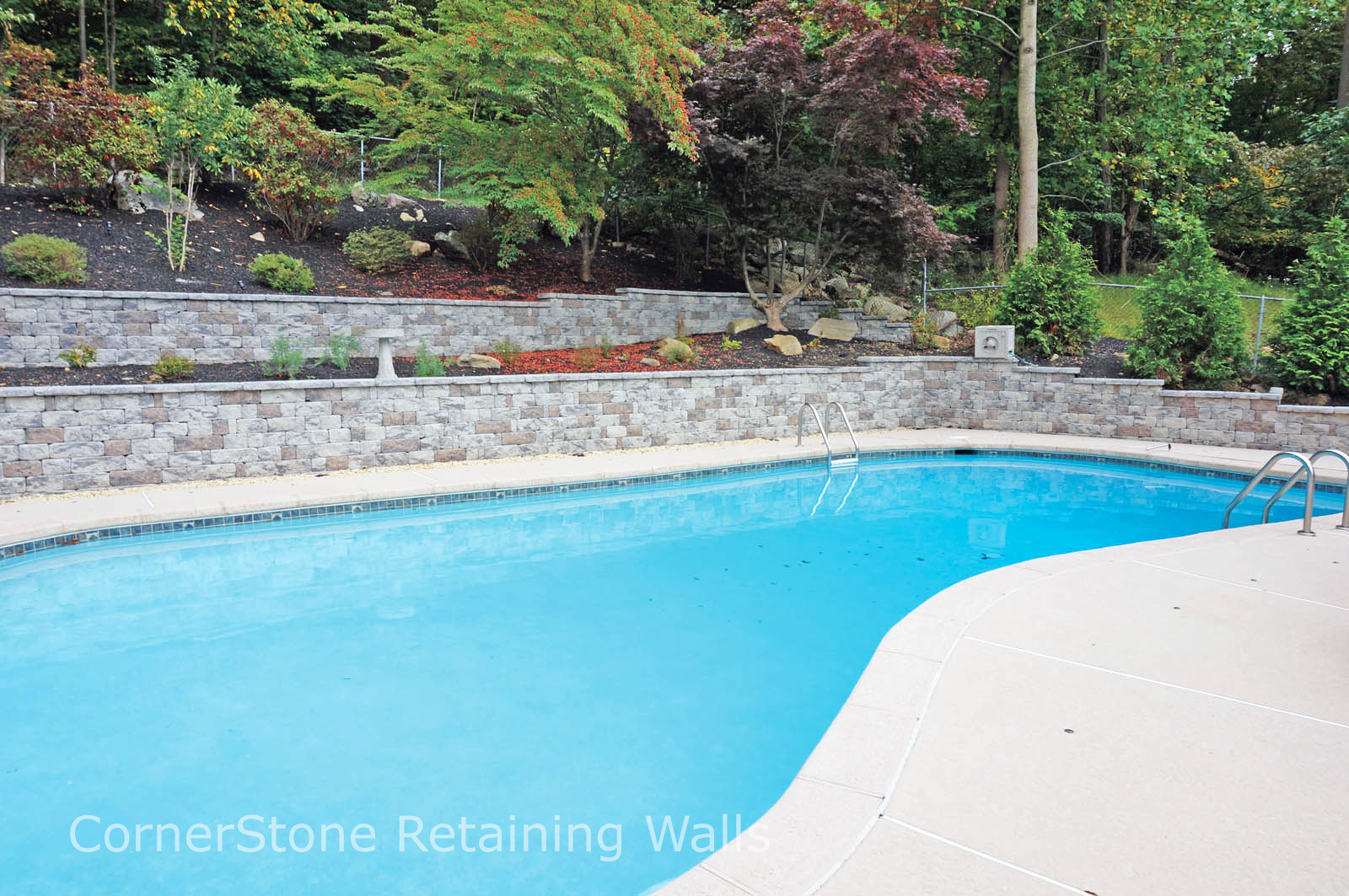 Backyard Retaining Walls with Pool and Terraces
