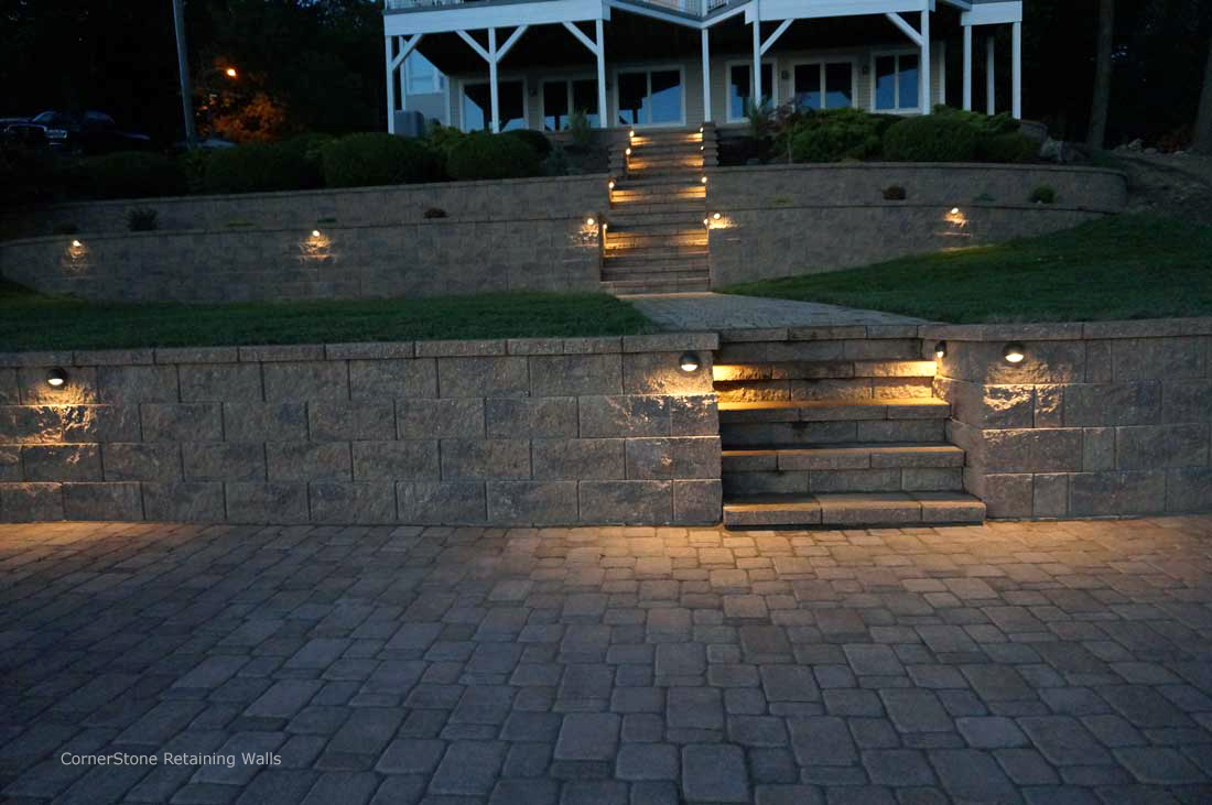 Stairs & Terraces for Backyard Retaining Wall