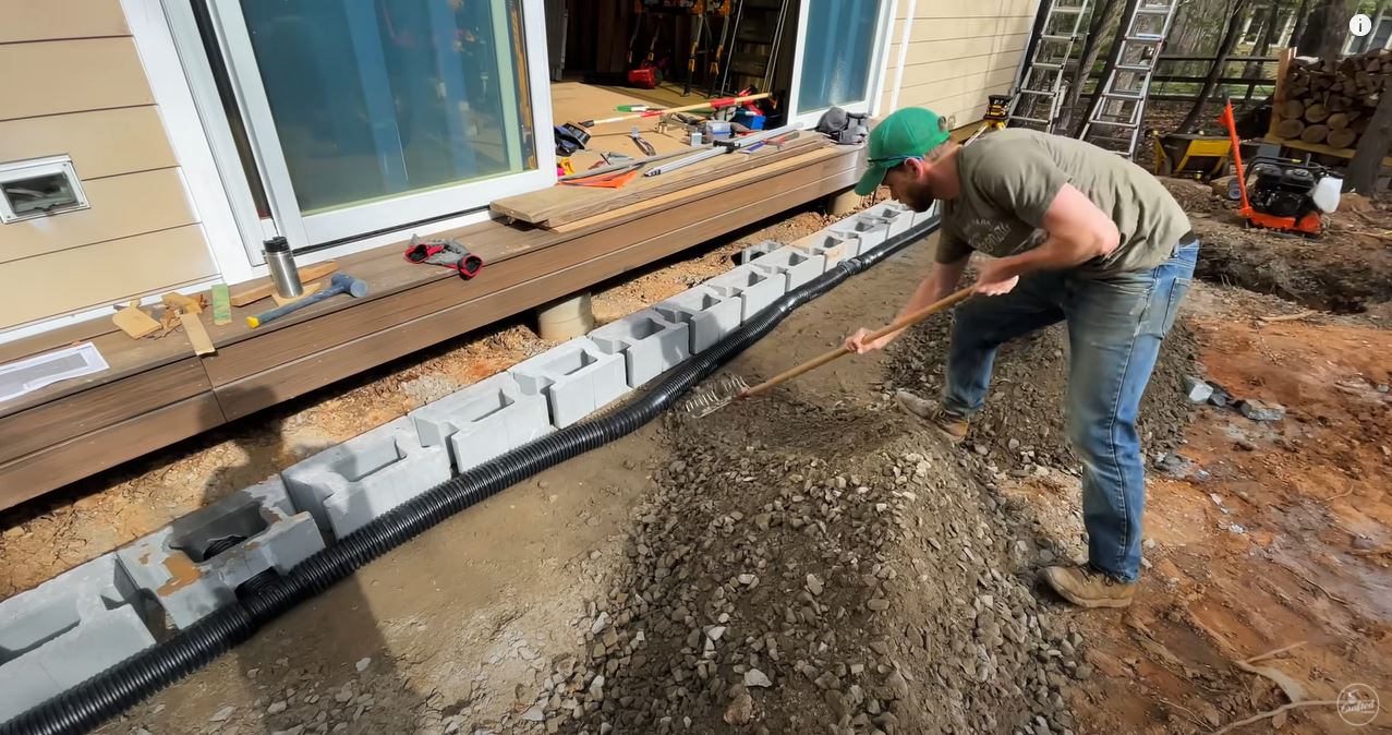 CornerStone retaining wall drainage and backfilling by Crafted Workshop