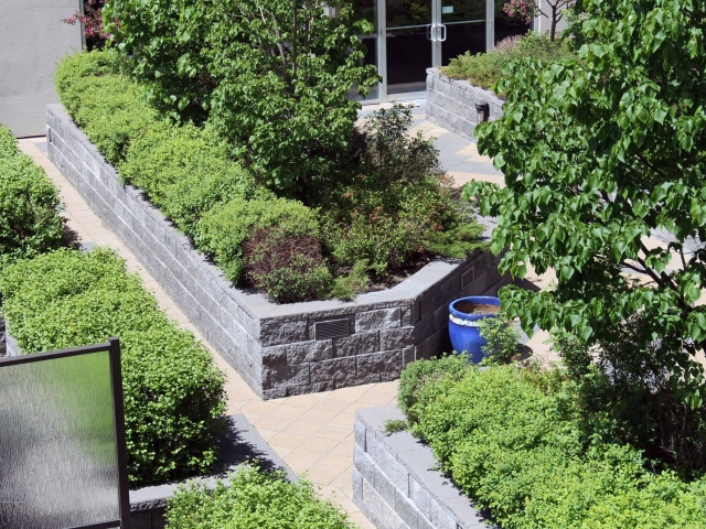 Apartment Rooftop Patio with CornerStone Retaining Walls