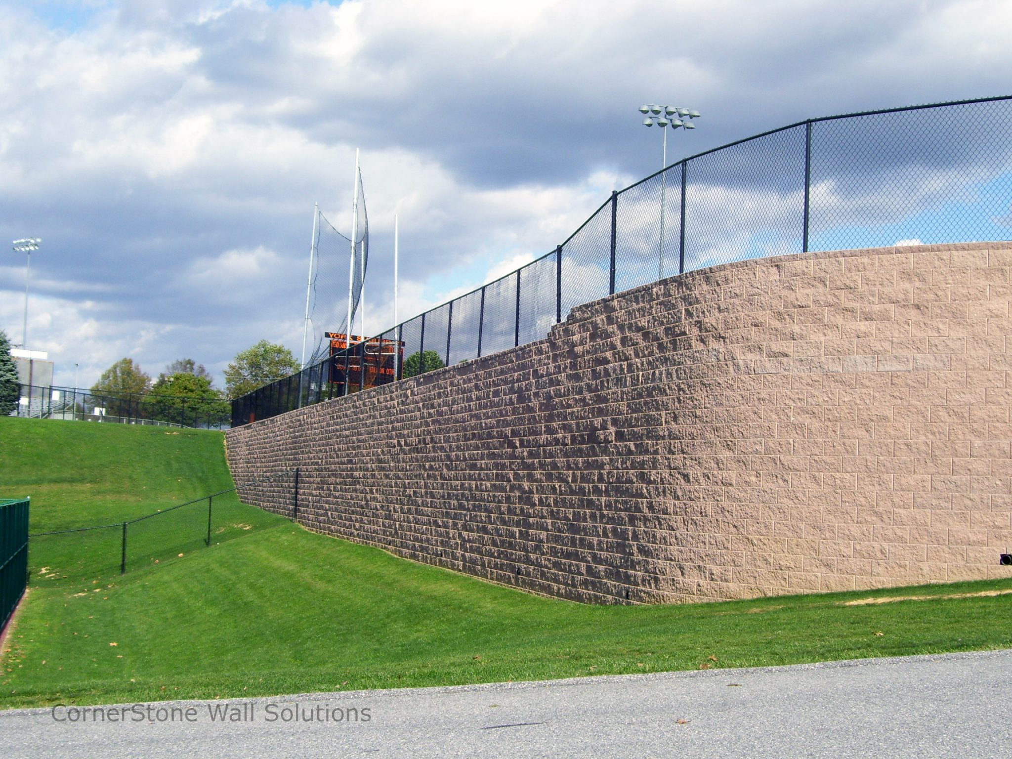 Tall Ball Field Retaining Wall in York, Pennsylvania