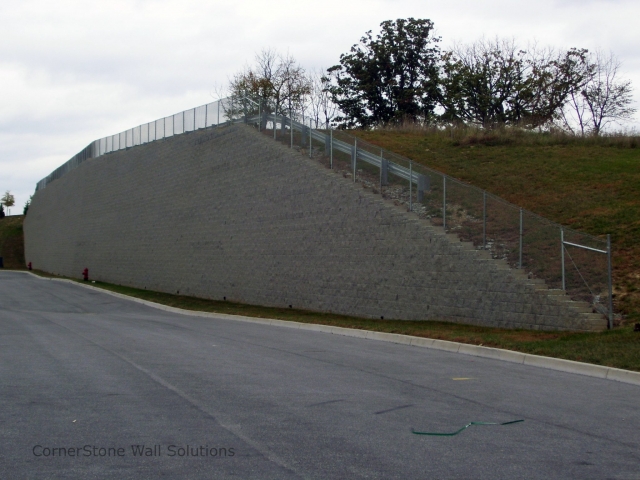 Tall Roadside CornerStone Retaining Wall in Ranson, West Virginia