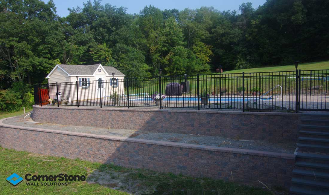 CornerStone Terraced Retaining Wall for Pool