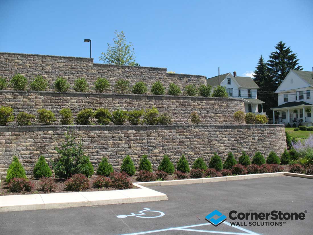 Terraced CornerStone Retaining Wall with 3 Tiers