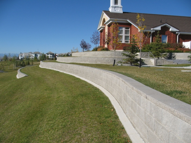 Terraced Retaining Wall with Landscaping and CornerStone