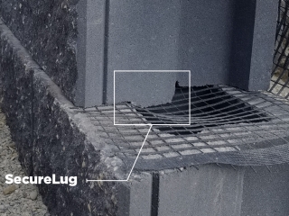 CornerStone 100 SecureLugs on Retaining Wall Blocks. CornerStone 100 SecureLugs on Retaining Wall Blocks.