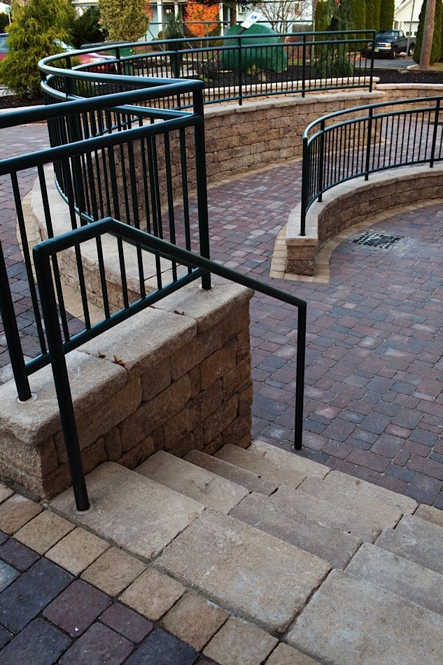 StoneLedge concrete block wall pathway for commercial building.