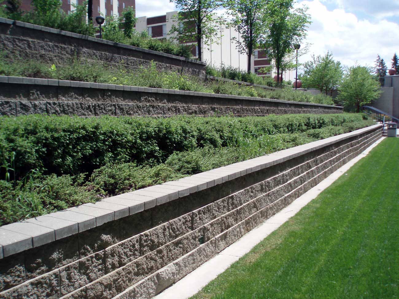 CornerStone 100 terraced retaining walls at SAIT College.